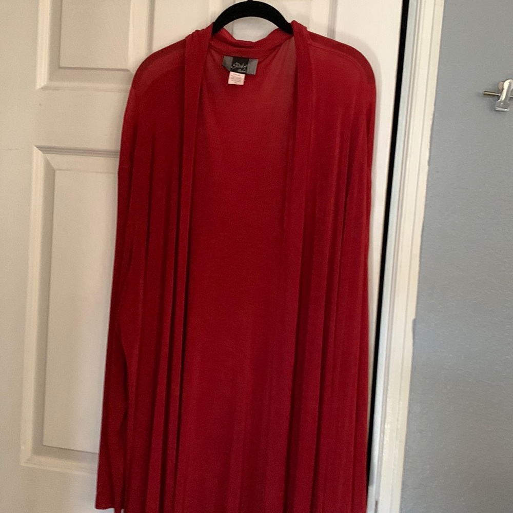 Made in USA slinky brand brick color cardigan HSN
